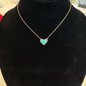 Kendra Scott Ari Gold Heart Necklace with Turquoise Stone